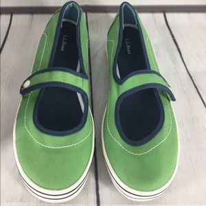 L.L. Bean green flats with strap size 7